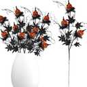 DIYKST 5PCS Artificial Halloween Flowers with Pumpkin Maple Leaf Branches Halloween Decorations Indoor for Office Home Mantel Vase Filler (5)