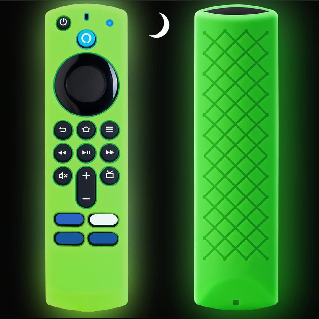 Silicone Remote Cover Compatible with Alexa Voice Remote for Fire TV Stick 4K / Fire TV Stick HD, Glow in The Dark, Green