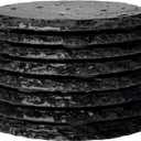 Urbanstrive Slate Drink Coasters with Holder, Set of 8, Round Slate Stone Coasters for Drinks Bar Home, 4 Inch, Black