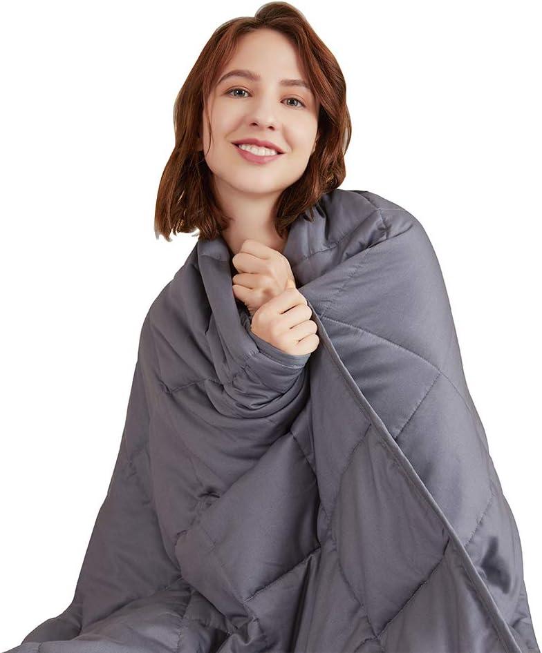 Hiseeme Soft Weighted Blanket for Adult (15lbs, 48''x72'') Evenly Distributed Weight - Enjoy Natural Deep Sleep (Dark Grey)