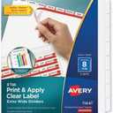 Avery Index Maker Extra-Wide Tab Dividers, 8-Tab, 5/ST, 9"x11",CL