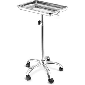 Houseables Mayo Stand, Medical Tray on Wheels, Mayo Stand with Wheels, Tattoo Tray, Stainless Steel Medical Cart, Surgical Cart, Rolling, Esthetician, Hair Salon, Stylist, Adjustable Height 31"-49"