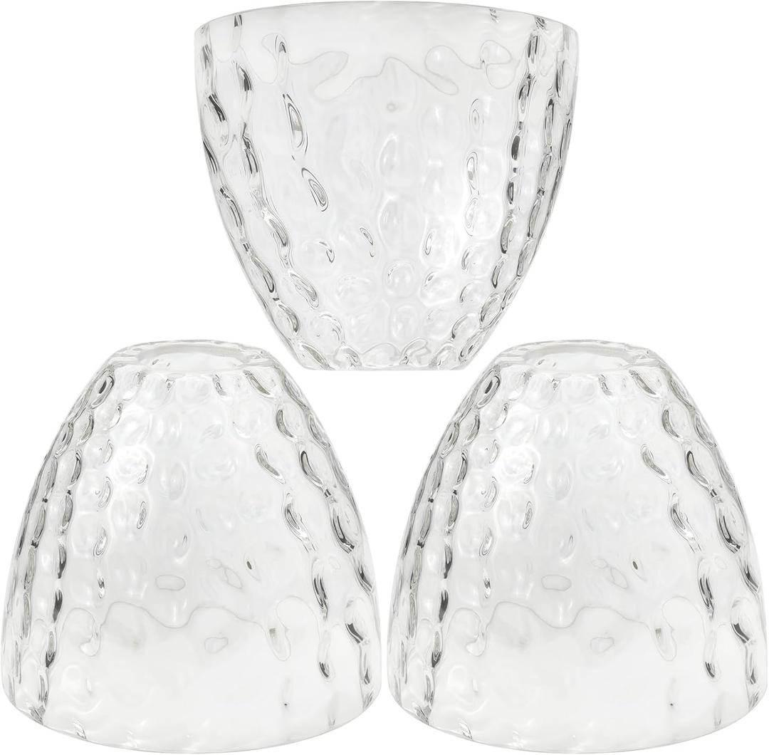 3 Pack Clear Hammered Bell Shade Glass Lamp Shade Replacement for Lighting Fixture, 5.9"W x 5"H, 1-5/8 Inch Fitter, Water Ripple Glass Globe Cover