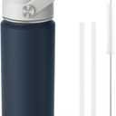 Fimibuke Kids Insulated Water Bottle, 18oz BPA FREE 18/8 Stainless Steel Kids Cup with Straw Travel Tumbler Double Wall Vacuum Leak Proof Toddler Water Bottle for School Boys Girls(1 Pack, Slate)