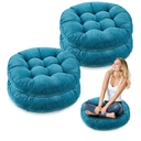 Jerify Floor Pillow Cushions Large Round Square Large Meditation Floor Pillow for Classroom Adult Meditation Picnic Party Seating Learning Daycare School(Round,Aquamarine,4 Pcs)