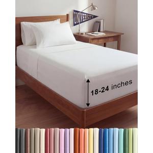 Extra Deep Twin XL Sheet Set - 4 Piece Breathable and Cooling Sheets - Hotel Luxury Bedding for Women, Men, Kids & Teens - Easy & Secure Fit - Soft, Wrinkle Free and Comfy Extra Deep Pockets  White