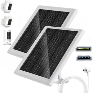 Ring Camera Solar Panel 5V 5W Outdoor Solar Battery Charger for Ring Spotlight Camera, Stick Up Camera with IP65 Waterproof, 16.4ft Cable, 360 Adjustable Bracket (White,2 Pack) Ring Camera Solar Panel 5V 5W Outdoor Solar Battery Charger for Ring Spotlight Camera, Stick Up Camera with IP65 Waterproof, 16.4ft Cable, 360 Adjustable Bracket (White,2 Pack)