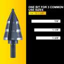 3 Sizes M2 Step Drill Bit for Steel Sheet, 7/8", 1-1/8", 1-3/8" HSS Multi Size Hole Stepped Up Unibit Home Tools