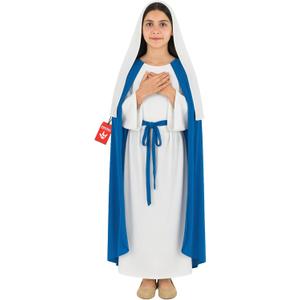 fun shack Virgin Mary Costume for Girls, Mary Costume for Kids, Christmas Costumes Kids, Nativity Costumes Girls (X-Large, Blue)