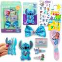 Lilo and Stitch Hair Accessories Set - Bundle with Disney Hair Ties, Claw Clip, Brush, Barrettes, Stickers, and More | Stitch Accessories for Girls, Kids