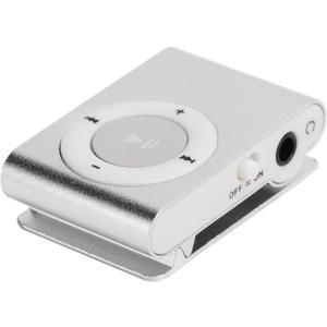 Mini Player, Portable MP3 Player Aluminum Alloy Digital Media Player MiniMP3 BackClip Player with Earphone and USB Cable (Silver)