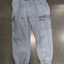 Manfinity Homme Loose Fit Men's Cotton Flap Pocket Side Jogger Jeans Going Out Hang Out Work College Work, Light Blue, XL