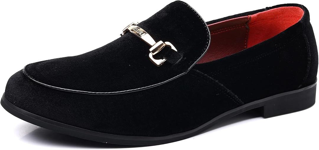 COSIDRAM Mens Dress Shoes Loafers Business Classic Suede Luxury Copper Chain Party Wedding Moccasins for Male, 13, A/Black