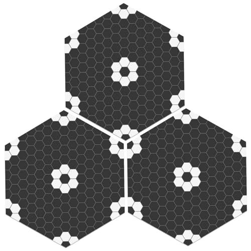 MORCART 20 Pcs Hexagon Peel and Stick Floor Tile Waterproof Vinyl Flooring Covers 12.6 Sq Ft DIY Removable Flooring for Bathroom Kitchen Bedrooms Pet House(0.03in Thick Mosaic Black)