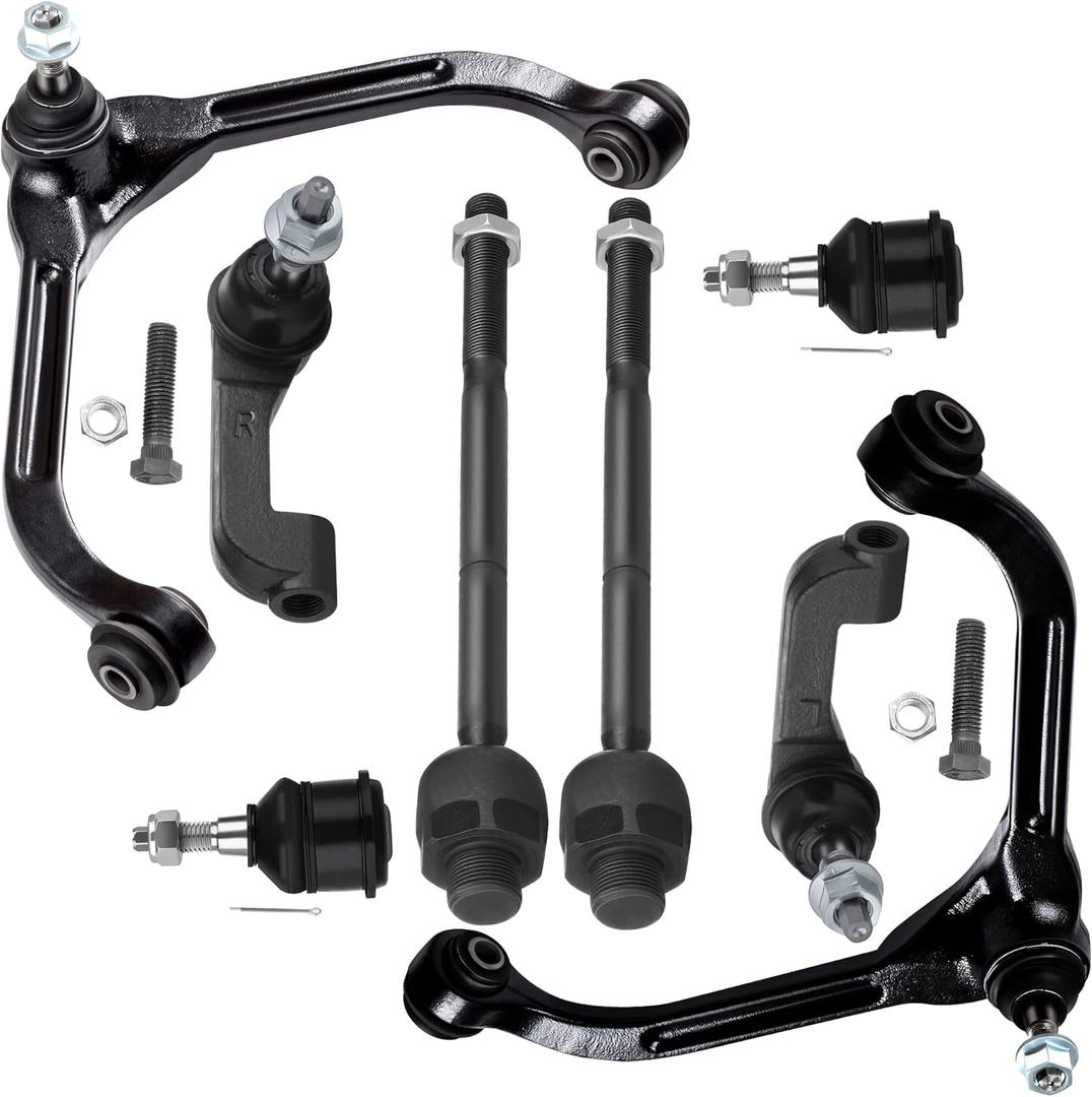 SCITOO 8pc Set Suspension Kit Front Upper Control Arm with Ball Joint Fit 2002-2005 for Jeep Liberty 2.4L 2.8L 3.7L with Lower Ball Joint Inner Outer Tie Rods Kit