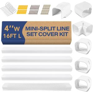 LyPrem 16.5Ft Mini Split Line Set Cover 4" PVC Line Cover Kit for Mini Split and Central Air Conditioner & Heat Pump