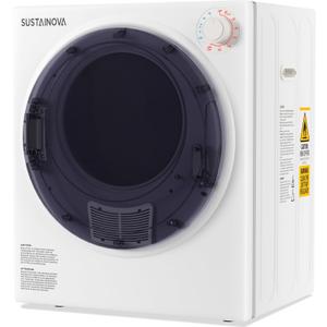 Elevon 1500W Portable Clothes Dryer, 3.5 cu.ft Electric Drying Machine for Laundry with Steel Tub for Apartment, Dorms, Compact Dryer for Small Space, Black/White