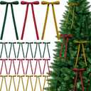 Chuangdi 30 Pcs Vintage Velvet Ribbon Bows Ornaments 5x9 in Colorful Pre-Tied Long Christmas Velvet Bows Tree Decorations Double Faced Gift Wrapping Bow for Wreath Garland Staircase Home Decoration (Red,green,gold)
