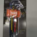 Klein Tools BLS9 9-Piece Extra-Long Hex Key Set, SAE Color-Coded L Style Ball-End Keys with Caddy, Heat-Treated, Sizes 7/64-Inch to 3/8-Inch