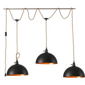 3-Light Hanging Light with Plug in Cord,Plug in Pendant Light 22ft Hemp Rope Pendant Lighting Vintage 3-Light Hanging Lamp Fixtures for Kitchen Island Living Room Bedroom