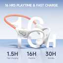 Bone Conduction Earphones, Wireless, Bluetooth 6.1, Open-Ear Headphones, Non-Blocking, Bluetooth Headphones, Kotuden, Auto Pairing Headphones, Noise Cancelling, Microphone Included (White Orange)