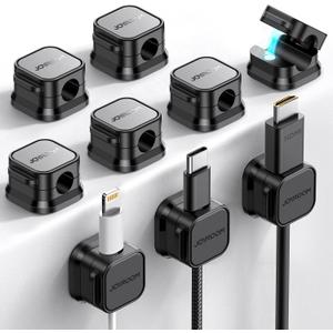 9 Pack Magnetic Cable Clips [Cable Smooth Adjustable] Cord Holder, Under Desk Cable Management, JOYROOM Adhesive Wire Holder Keeper Organizer for Home Office Desk Phone Car Wall Desktop Nightstand (Black)