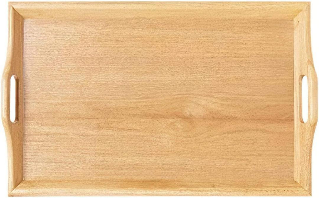 G.E.T. RST-1814-N Wooden Room Service Serving Tray with Handles, 19" x 14.25", Natural