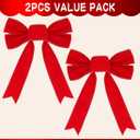 Frekkoy Christmas Bows - 2 Pack Christmas Red Velvet Bows 9''x13'' for Gift Wrapping, Perfect for Tree, Wreath, Gifts & Home Christmas Decorations