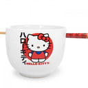 Hello Kitty Japanese Logo Ramen Bowl with Chopsticks