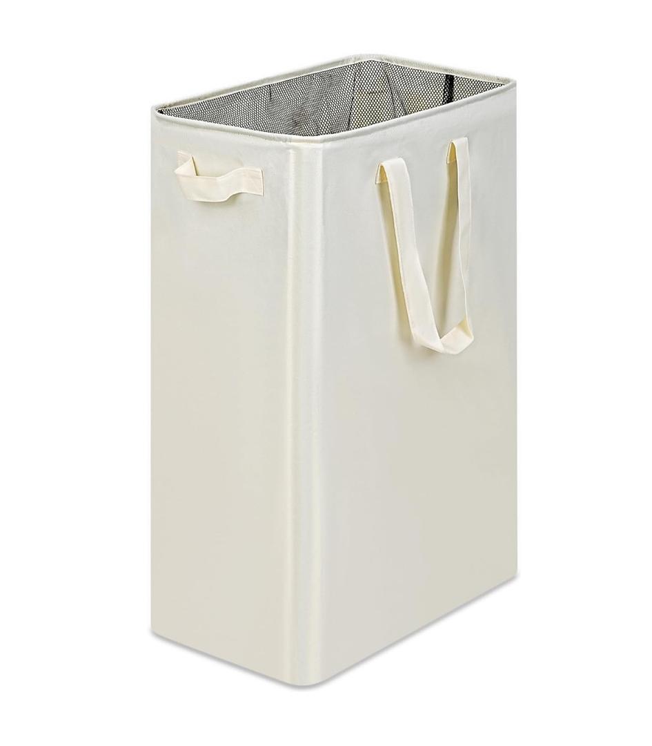 efluky Slim Laundry Basket, Narrow Laundry Hamper with Handles, Collapsible Dirty Clothes Hamper, Tall Laundry Bin for Laundry Room, Dorm and Bedroom, 19.8 Gallon (75L) Beige