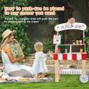 labebe Wooden Ice Cream Cart for Kids, Toddler Ice Cream Truck Pull-Along Pretend Play Stand for 3-8Y, Children Role Play ice cream toy Trolley with Blackboard, ringbell, Ice-lolly for 36M+ Girls Boys, Child-size