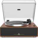 Turntable Record Player with Built-in Speakers, Vinyl Record Player Support Bluetooth Playback Auto Stop 33&45 RPM Speed RCA Line Out AUX in All-in-one Belt-Drive Turntable for Vinyl Records