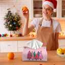 Pink Christmas Tissue Box Cover Rectangle, Merry Christmas Trees Tissue Box Holder, Winter Holiday PU Leather Tissue Covers Decorative for Home Office Kitchen Xmas Gifts for Women Girls 9.8x5.9x5.9