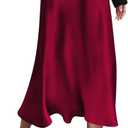 Zeagoo Skirts for Women High Waist Skirt Elegant Midi Skirt Satin (X-Large, Wine Red)