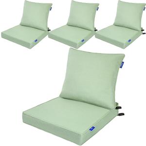 Deep Seat Cushions, Outdoor Cushions, Patio Furniture Cushions, Deep Seat & Back Cushion Patio Cushions for Backyard Couch Sofa Fade Resistant (22x24x4 inches 4 Sets, Light Green)