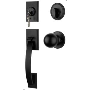 Goldenwarm Front Door Handle and Deadbolt Set, Matte Black Front Door Lock Set, Black Front Door Lock Set with Reversible Knob Handle