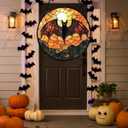 Stained Glass Window Hanging, Black Bat Sun Catcher for Door Home Decor Animal Suncatcher Christmas Mother's Day Birthday Gifts for Women Men Mom and Nana 11.8 in