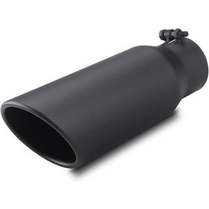 LCGP 3" Inlet Black Exhaust Tip,3" x 4" x 12" Universal Bolt On Stainless Steel Diesel Exhaust Tailpipe Tip