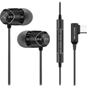 SoundMAGIC E11D USB-C in-Ear Stereo Headphones with 10mm Drivers, Metal Housing, L-Shaped Plug, in-Line Controller, HiFi Sound,Black