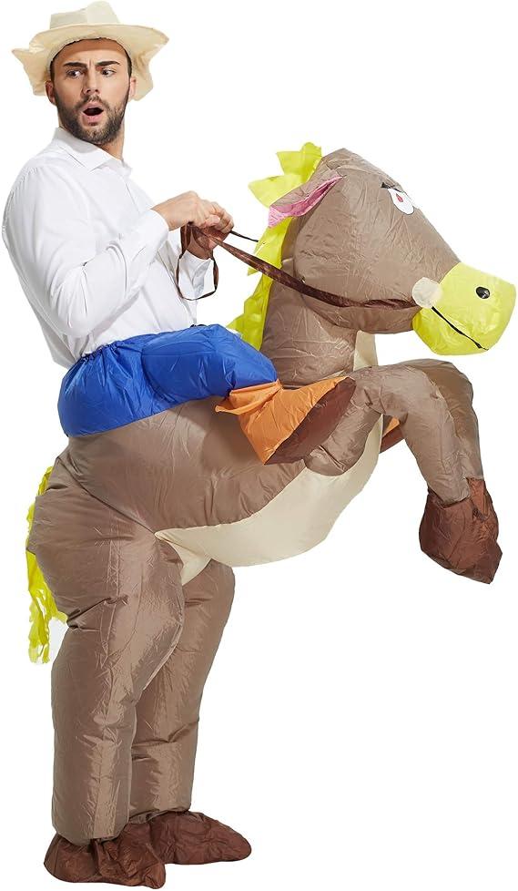 TOLOCO Inflatable Costume for Adults Cowboy Costume, Inflatable Horse Costume, Blow up Costume Adult Halloween Costumes, Adult size