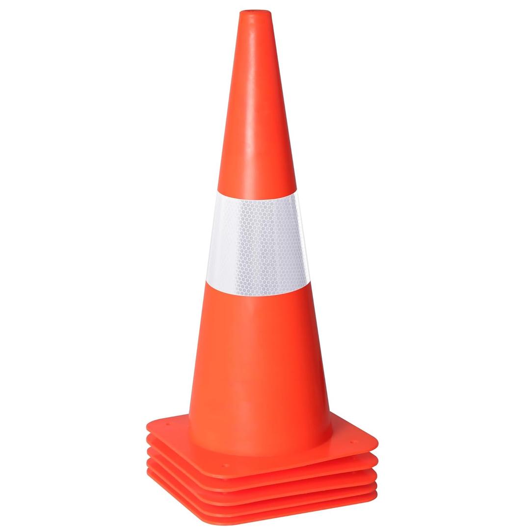 [5 Pack] 18 inch Traffic Cones with Reflective Strip, Safety Road Parking Cones,Agility Field Marker Cones for Soccer Basketball Football Drills Training, Outdoor Sport Activity & Festive Events