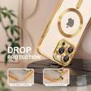 Misea Magnetic for iPhone 16 Pro Max Case Compatible with MagSafe [Never Yellowing] [Military Grade Drop Protection] Full Camera Lens Protector Plating Soft Clear Phone Case for Women 6.9", Gold