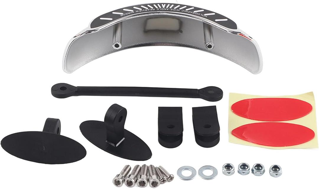 Motorcycle Wide Angle Rearview Mirror for Motorbike Rearview Mirror, Arc Scan Mirror 180 Degree View Motorcycle Windscreen Mount Rear View Mirror