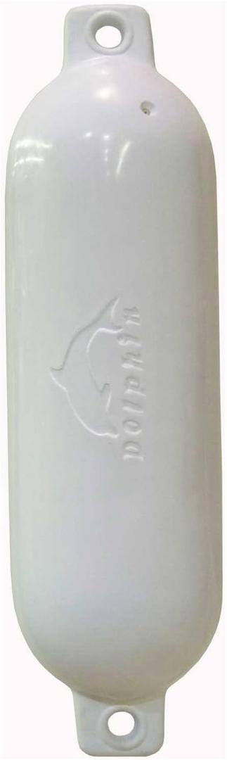 Dock Edge Dolphin Twin Eye Smooth Boat Fenders, 4.5" x 16" (White)
