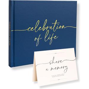 Lamare Funeral Guest Book for Memorial Service  Elegant Celebration of Life Guest Book and in Loving Memory Guest Book - Condolences Book for Funeral (Navy)