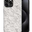 DAIZAG Case for iPhone 16 Pro,White Floral Lace Full-Body Design Hybrid Dual Protection Soft TPU Hard PC Shockproof Scratch-Resistant Protective Cover Phone Case for Men Women