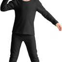 American Trends Boys Thermal Underwear Set Toddler Long Johns Set Fleece Lined Base Layer Winter Thermals Sets for Kids (Large(100) / 3T-4T, Black)