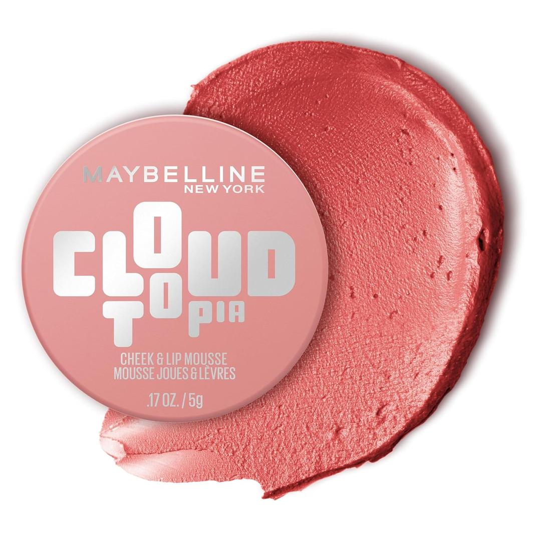 Maybelline Cloudtopia Blush for Cheeks and Lip Mousse, Ultra-Vivid, Pigmented Formula for Up to 14HR of Blush and Lip Makeup Color, Dreamy Dawn, 1 Count