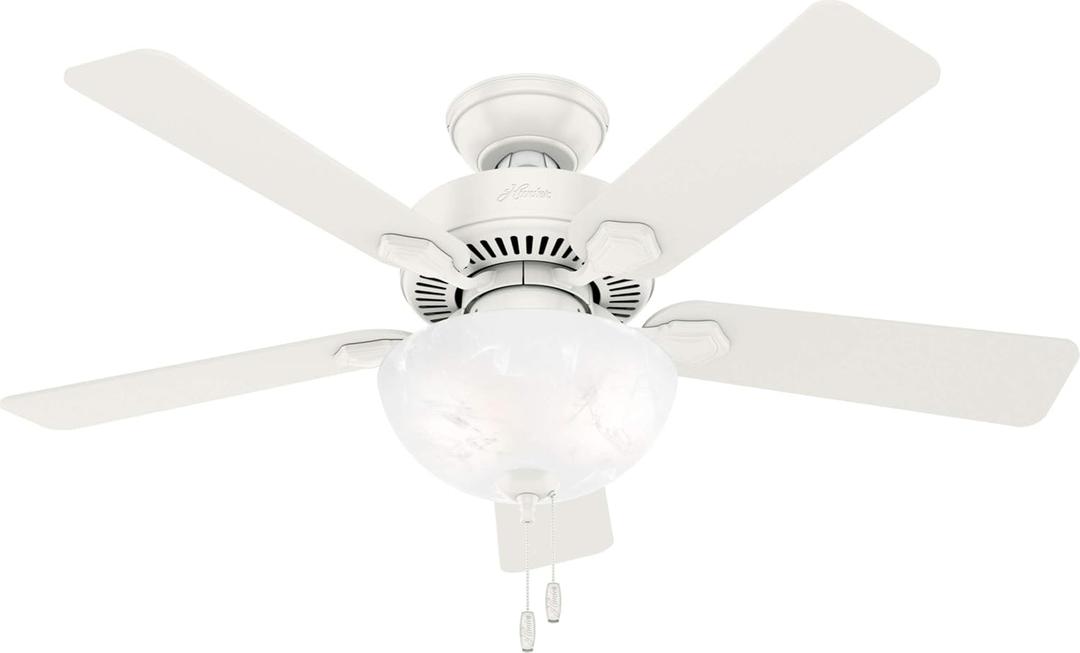 Hunter Fan Company, 50905, 44 Inch Ceiling Fan with Light, Swanson Fresh White LED Fan, Pull Chain