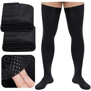 Compression Socks, Men's Thigh High Compression Stockings, 20-30mmHg Compression Stockings with Non-slip silicone.  XL